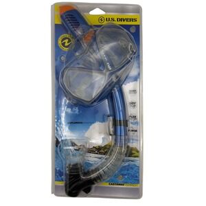 US Divers Castaway Tempest Adult Snorkel Mask Set Blue Dry Top SC2861111MA